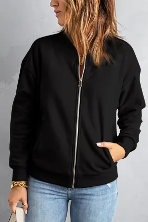 Womens Black Zip-up Jacket