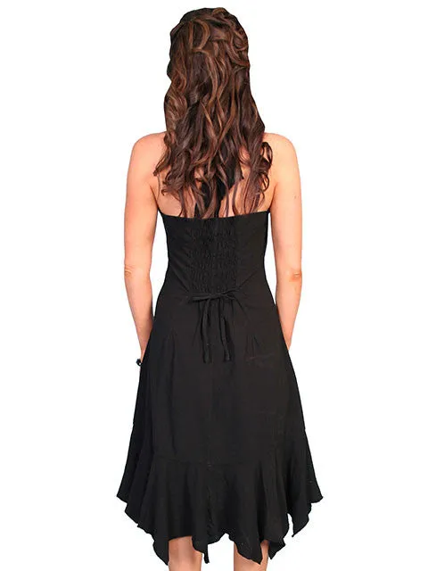 Women's Cantina Collection Dress: Halter Style with Ruffle, Black