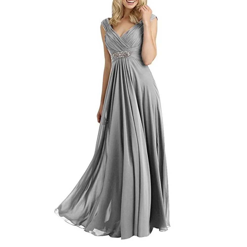 Womens Chiffon Bridesmaid Dress Maxi Wedding Evening Dresses