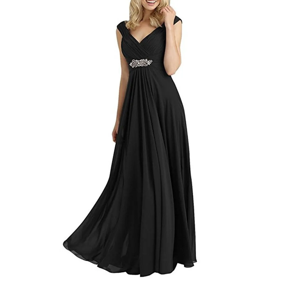 Womens Chiffon Bridesmaid Dress Maxi Wedding Evening Dresses