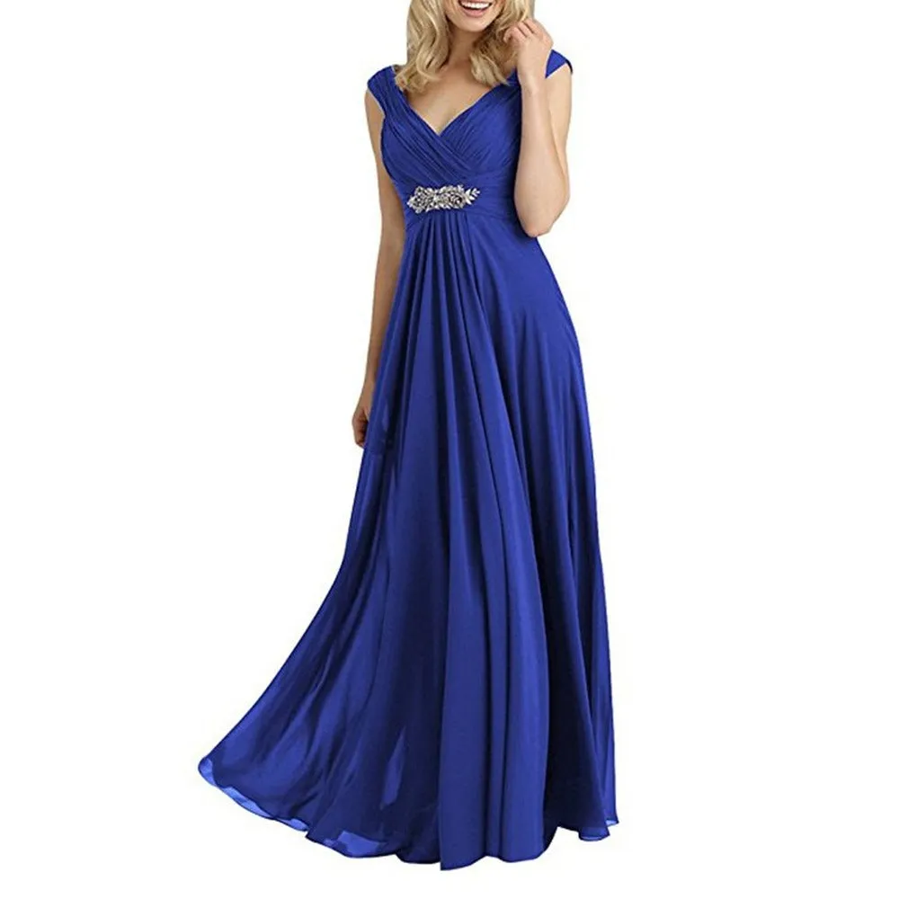 Womens Chiffon Bridesmaid Dress Maxi Wedding Evening Dresses