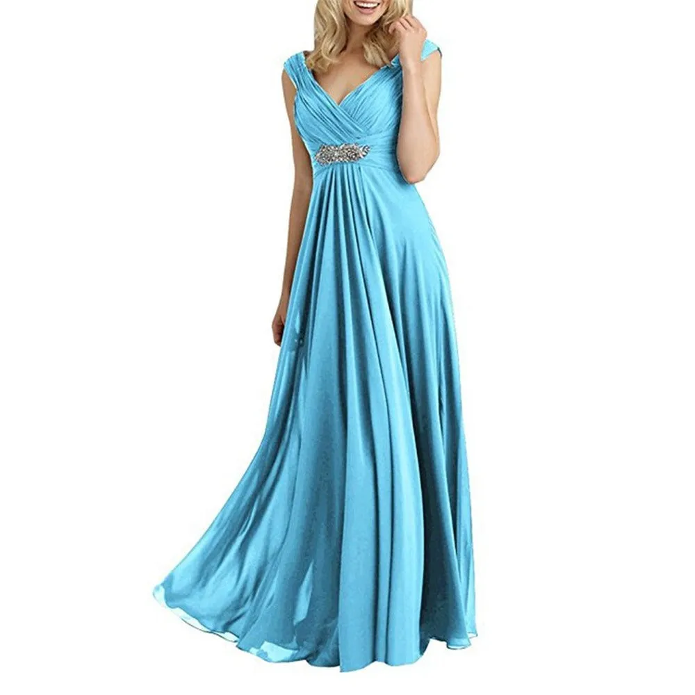 Womens Chiffon Bridesmaid Dress Maxi Wedding Evening Dresses