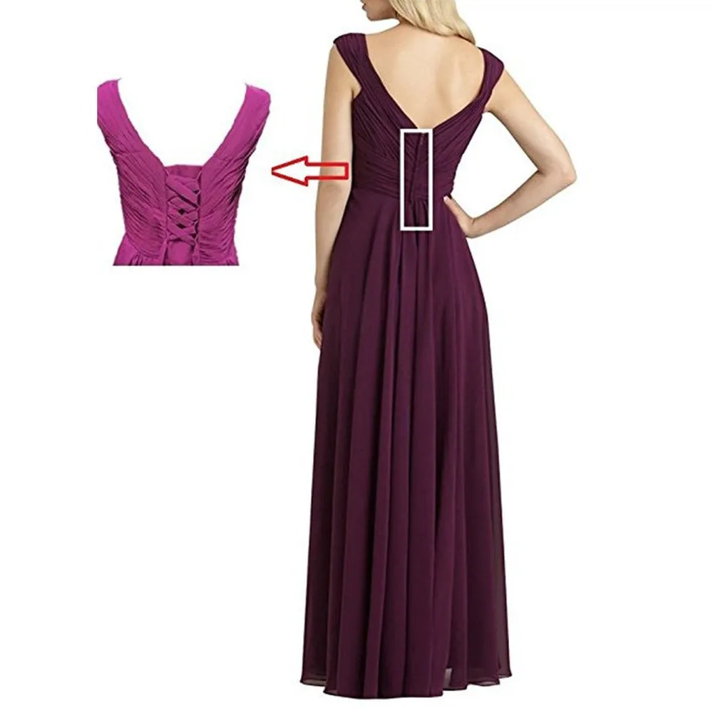 Womens Chiffon Bridesmaid Dress Maxi Wedding Evening Dresses