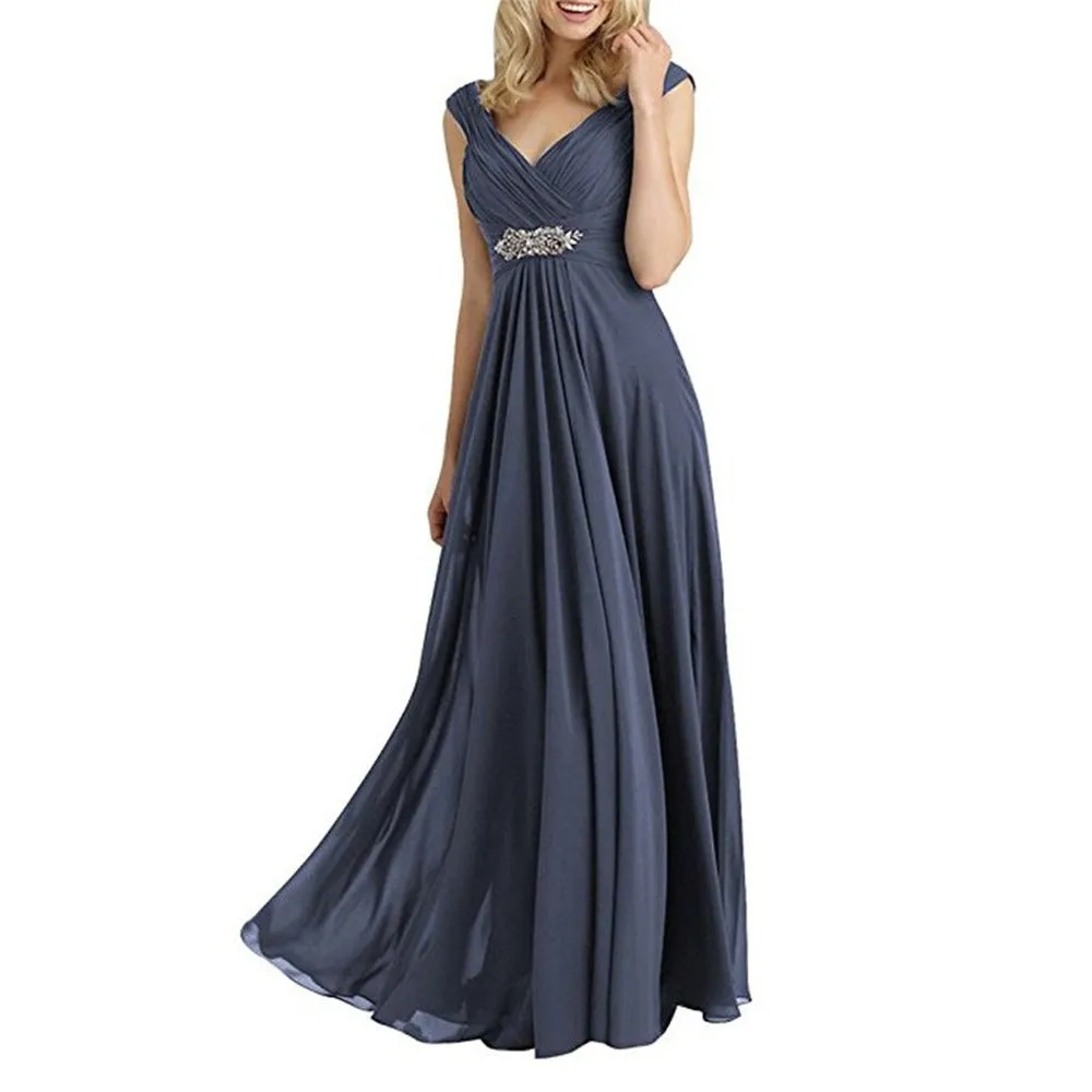 Womens Chiffon Bridesmaid Dress Maxi Wedding Evening Dresses