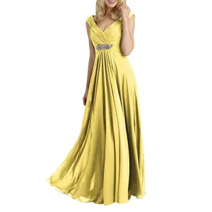 Womens Chiffon Bridesmaid Dress Maxi Wedding Evening Dresses