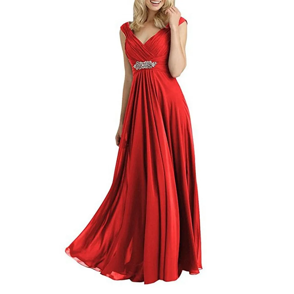 Womens Chiffon Bridesmaid Dress Maxi Wedding Evening Dresses
