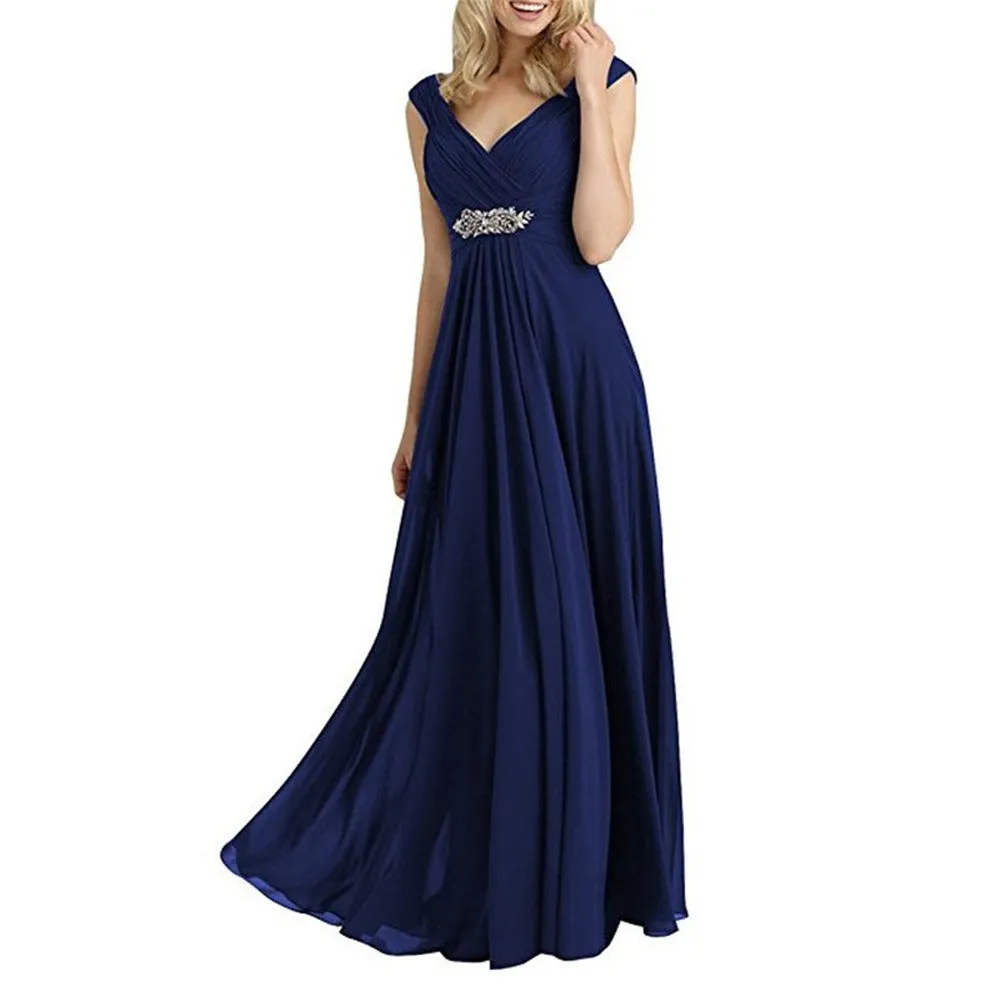 Womens Chiffon Bridesmaid Dress Maxi Wedding Evening Dresses