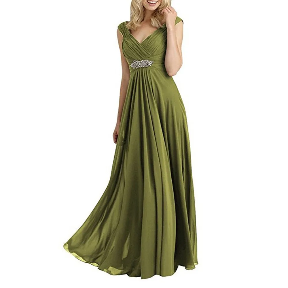 Womens Chiffon Bridesmaid Dress Maxi Wedding Evening Dresses