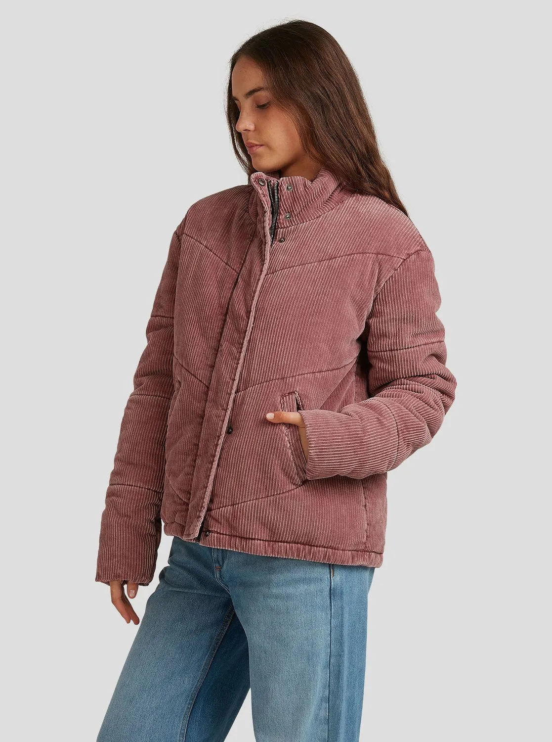Womens Cross The Line Corduroy Puffer Jacket