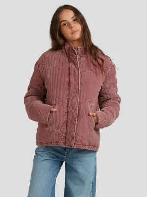 Womens Cross The Line Corduroy Puffer Jacket