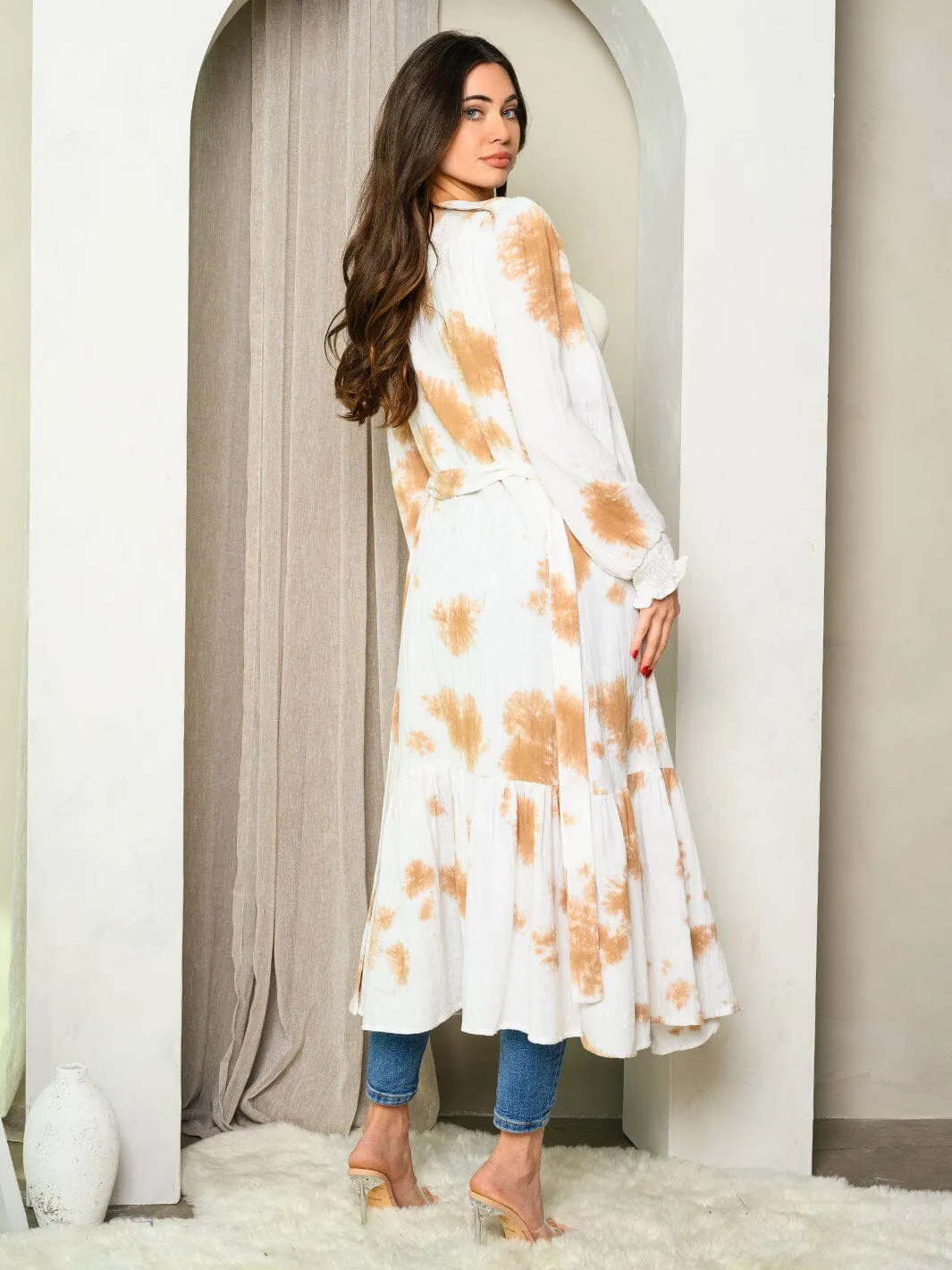 WOMEN'S LONG SLEEVE TIE DYE CARDIGAN