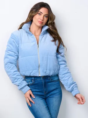 WOMEN'S LONG SLEEVE ZIP UP POCKETS PUFFER JACKET
