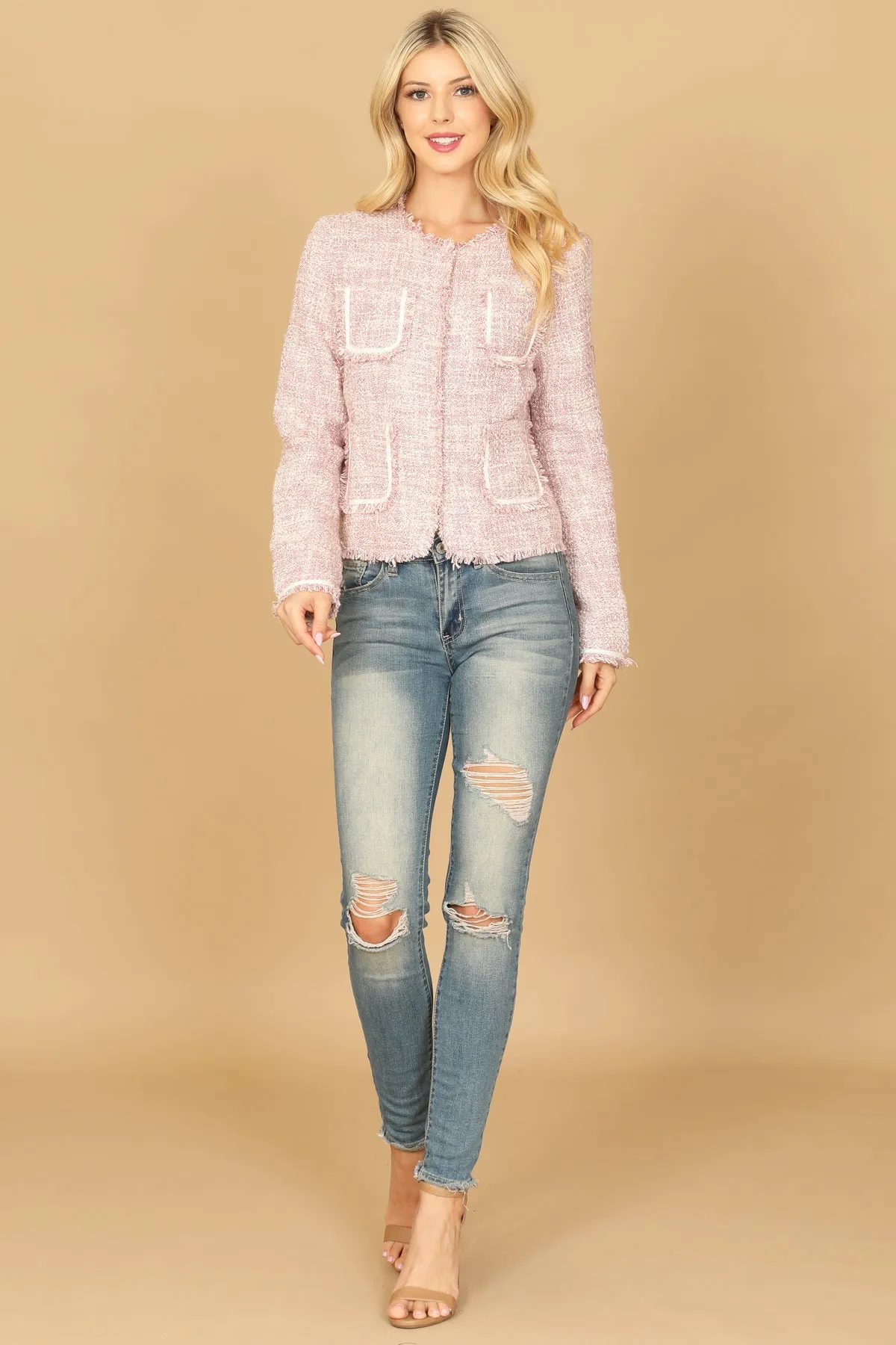 WOOL BLENDED TWEED JACKET