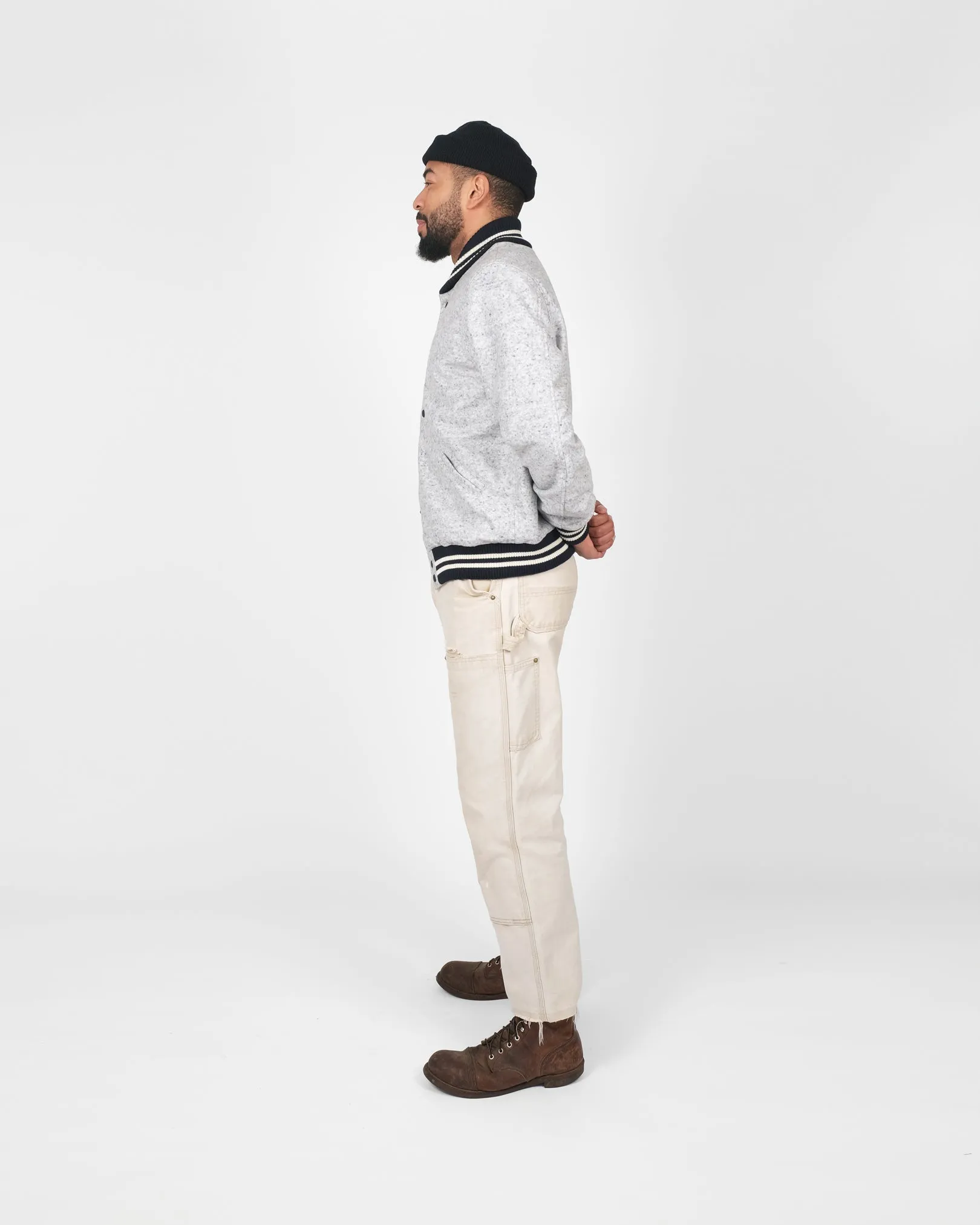 Wool Club Jacket - Natural / Navy Heather