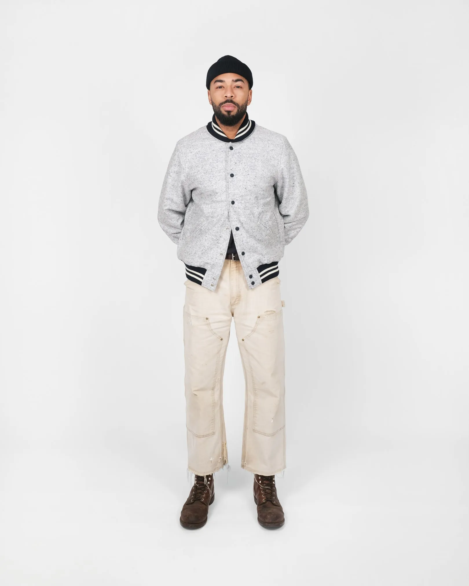 Wool Club Jacket - Natural / Navy Heather