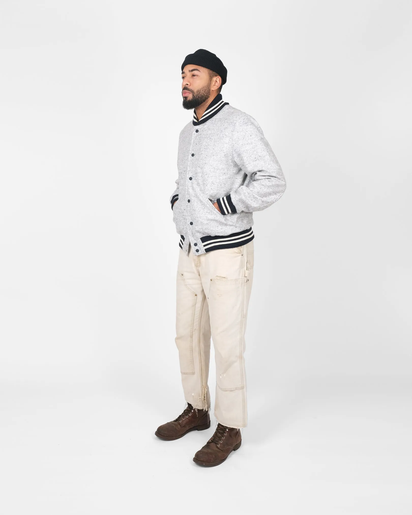 Wool Club Jacket - Natural / Navy Heather
