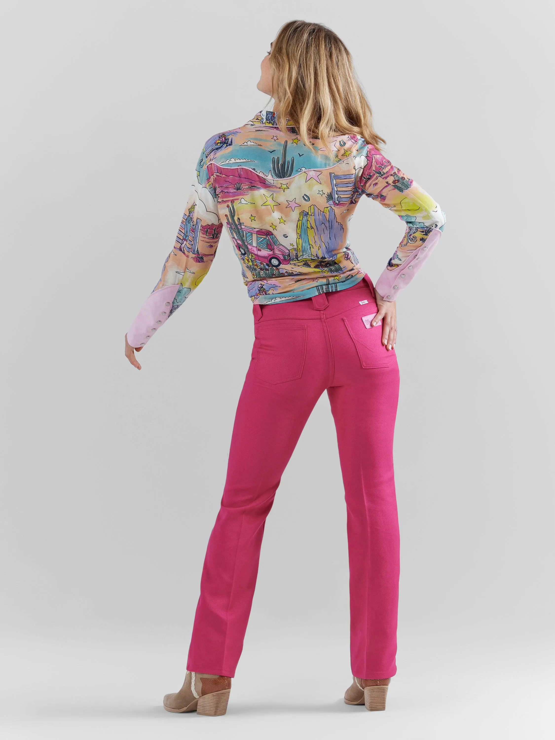 Wrangler Women's Barbie Pink High Rise Wrancher Pant