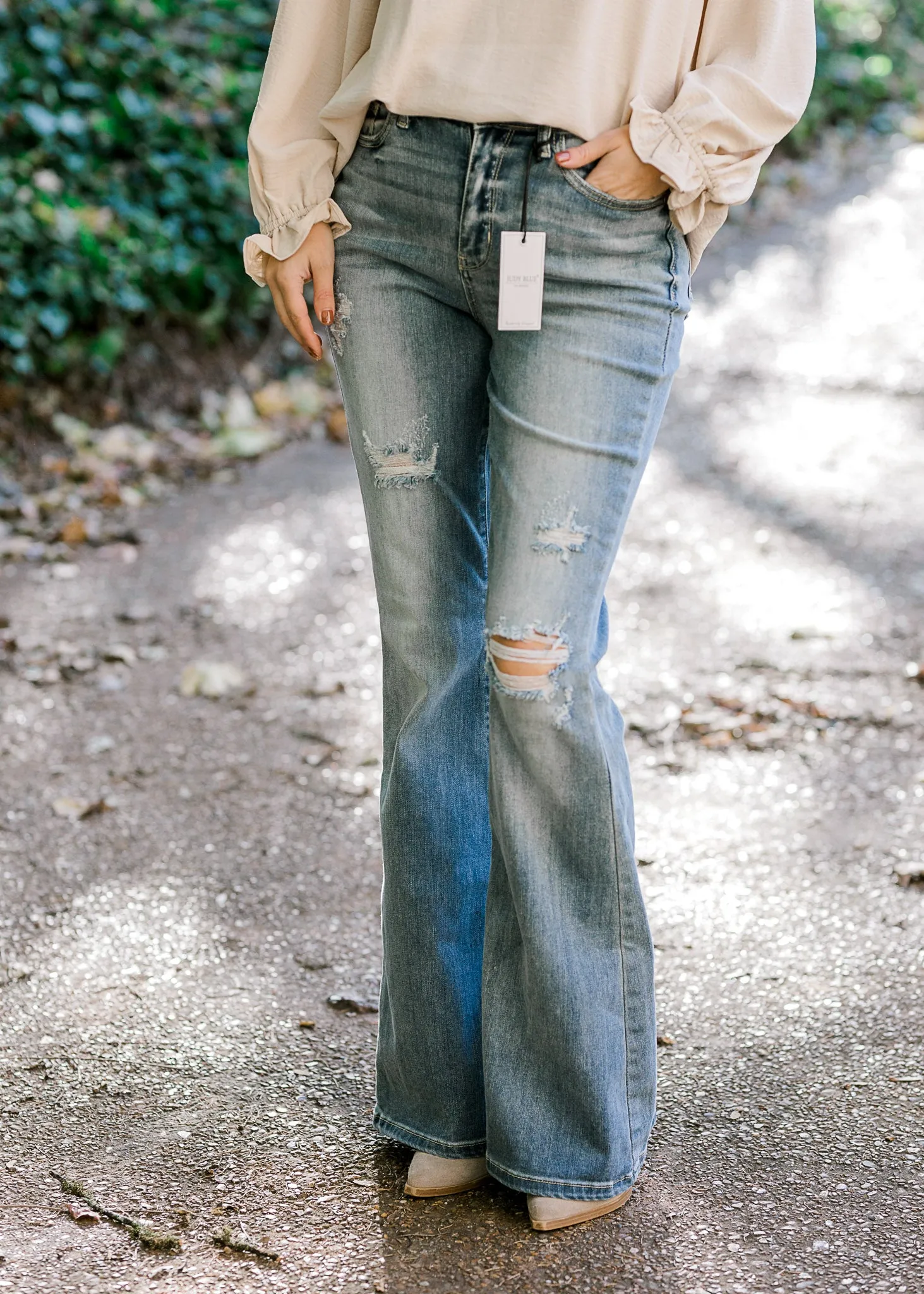 X Judy Blue Hi Rise Destroyed Flares