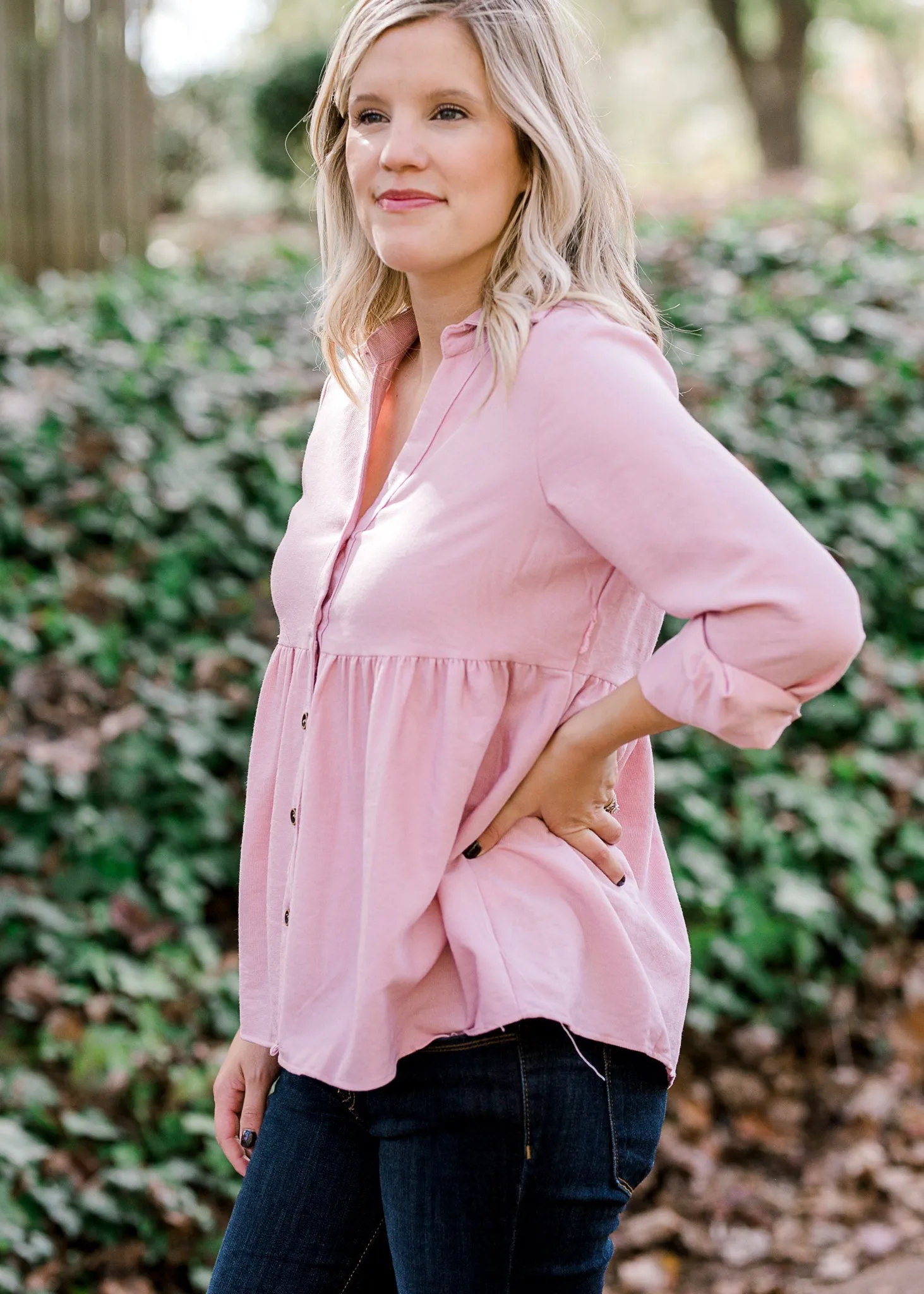 X Pink Corduroy Top