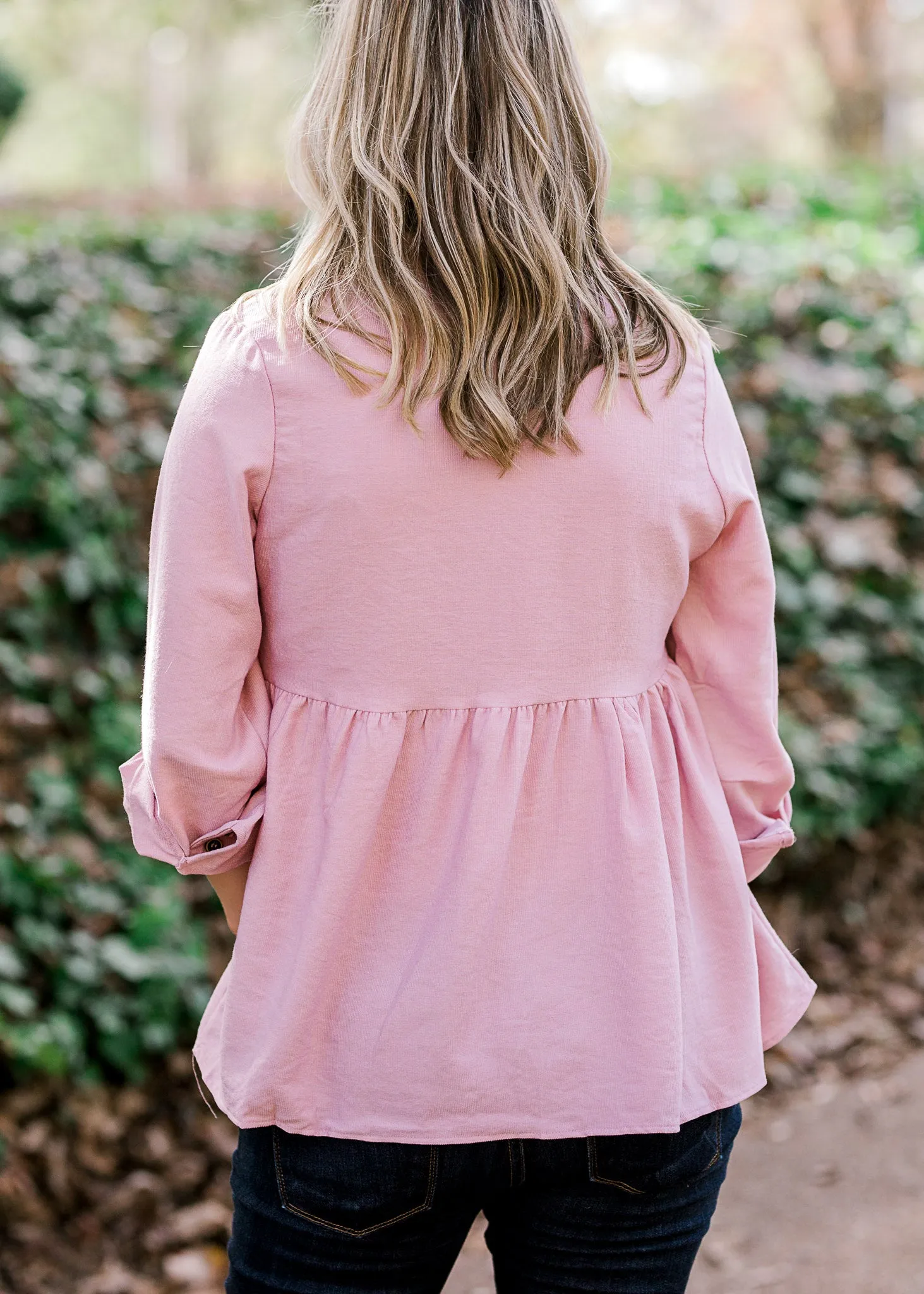 X Pink Corduroy Top