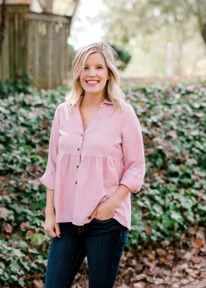 X Pink Corduroy Top
