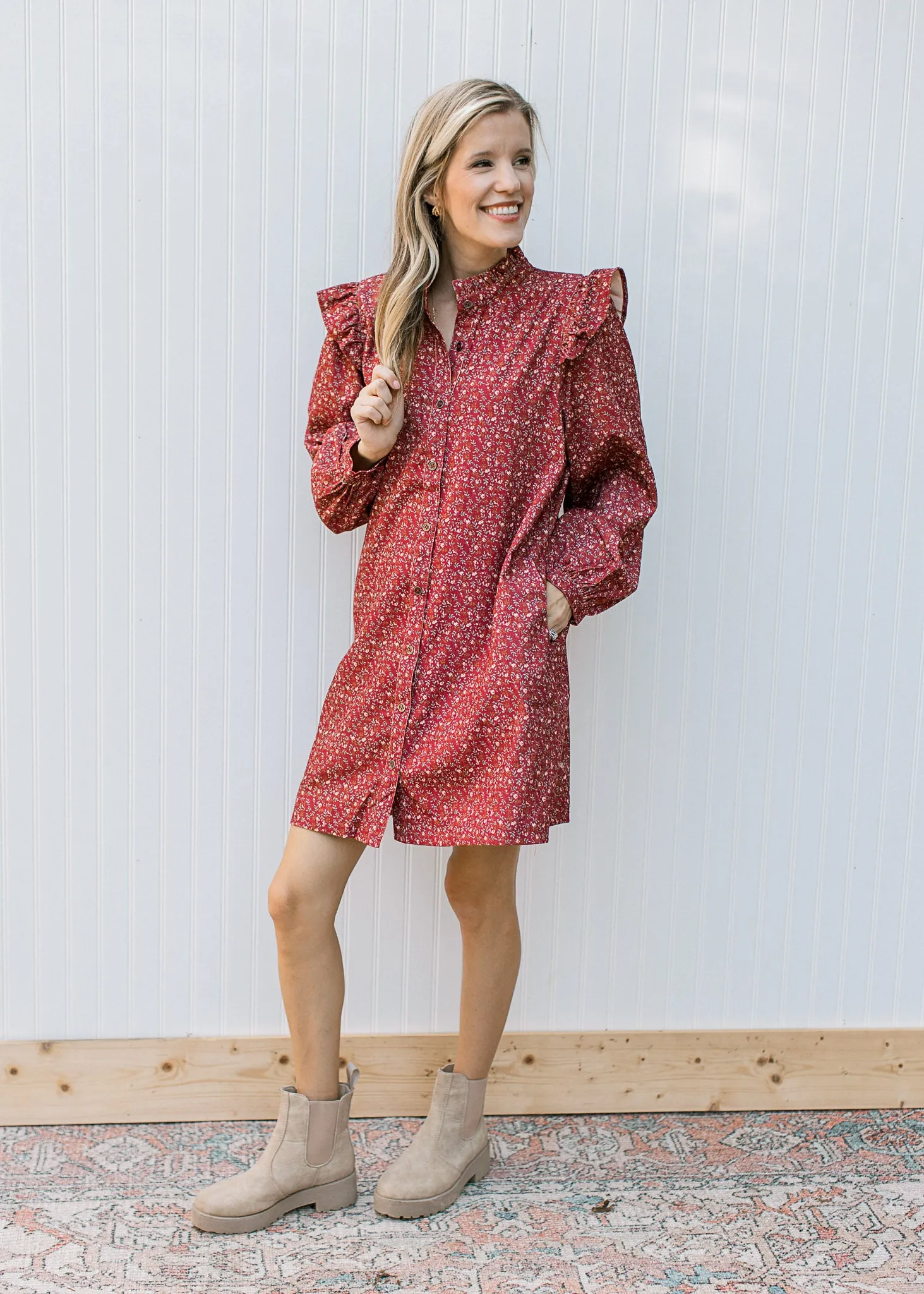 XZ Cranberry Floral Dress