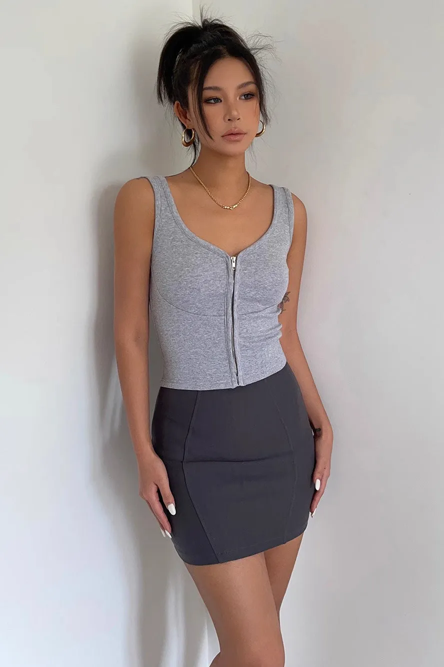 Zip Detail Nature Fitted Workout Cami Top