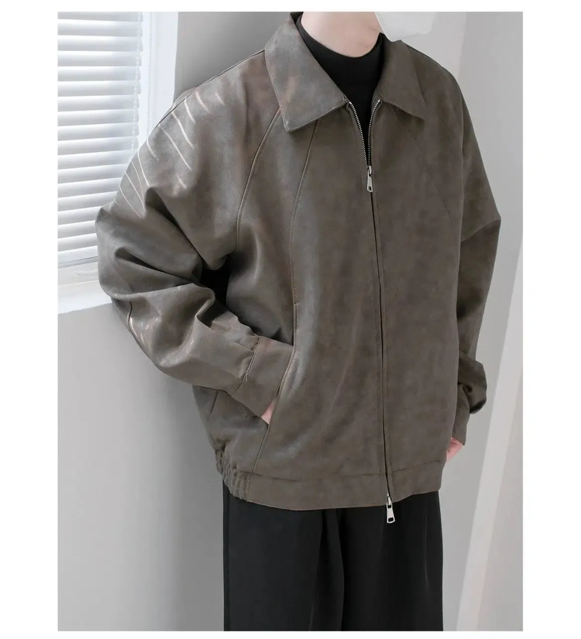 Zip-Up Faux Leather Jacket