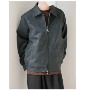 Zip-Up Faux Leather Jacket