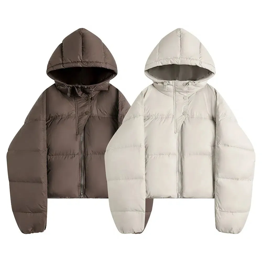 Zipper Closure Hooded Down Jacket